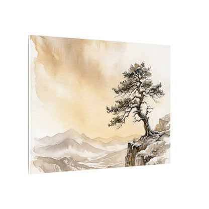 Pine Tree Canvas Art | Winter Japandi Watercolor Art