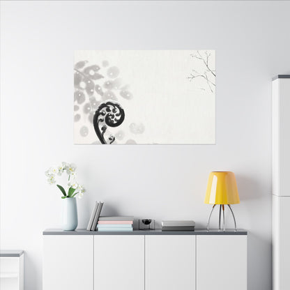 Winter Fern Unfurling Ukiyo E Inspired Canvas Art | Peaceful Decor