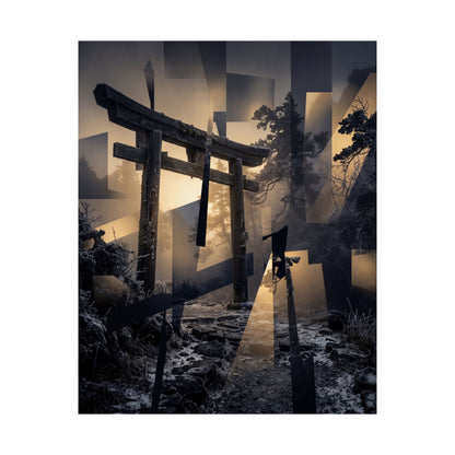 Torii Gate Wall Art Print | Winter Dark Japandi Moody Minimal Art