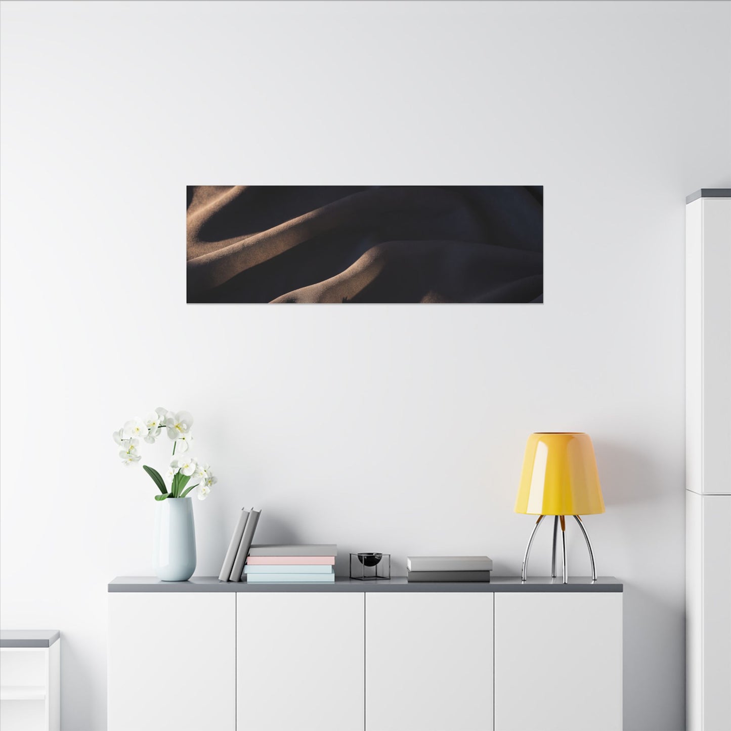 Silk Drape Shadow Zen Canvas Art | Luxurious Dark Japandi Art