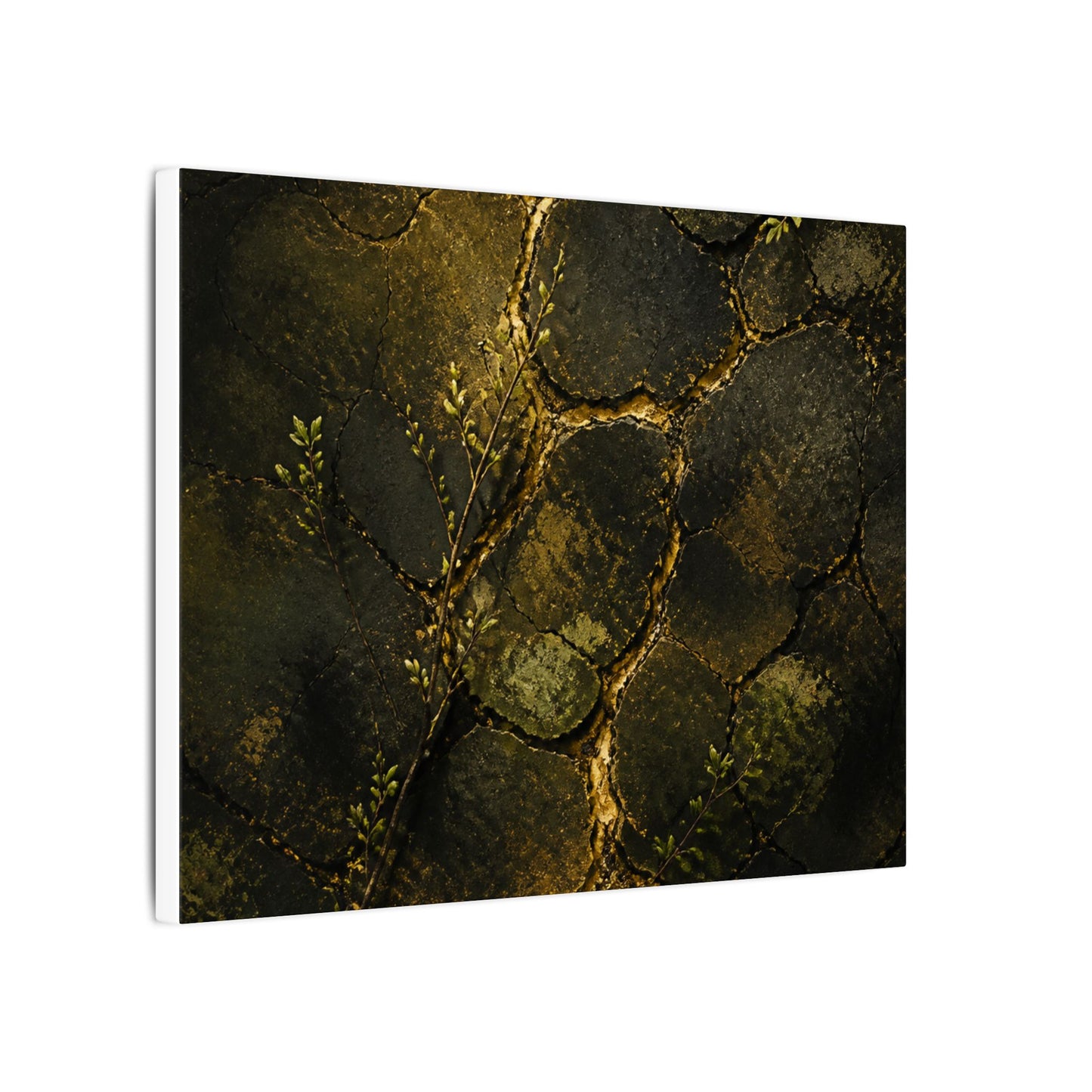 Shibui Cracked Earth Canvas Art - Dark Japandi Dark Texture
