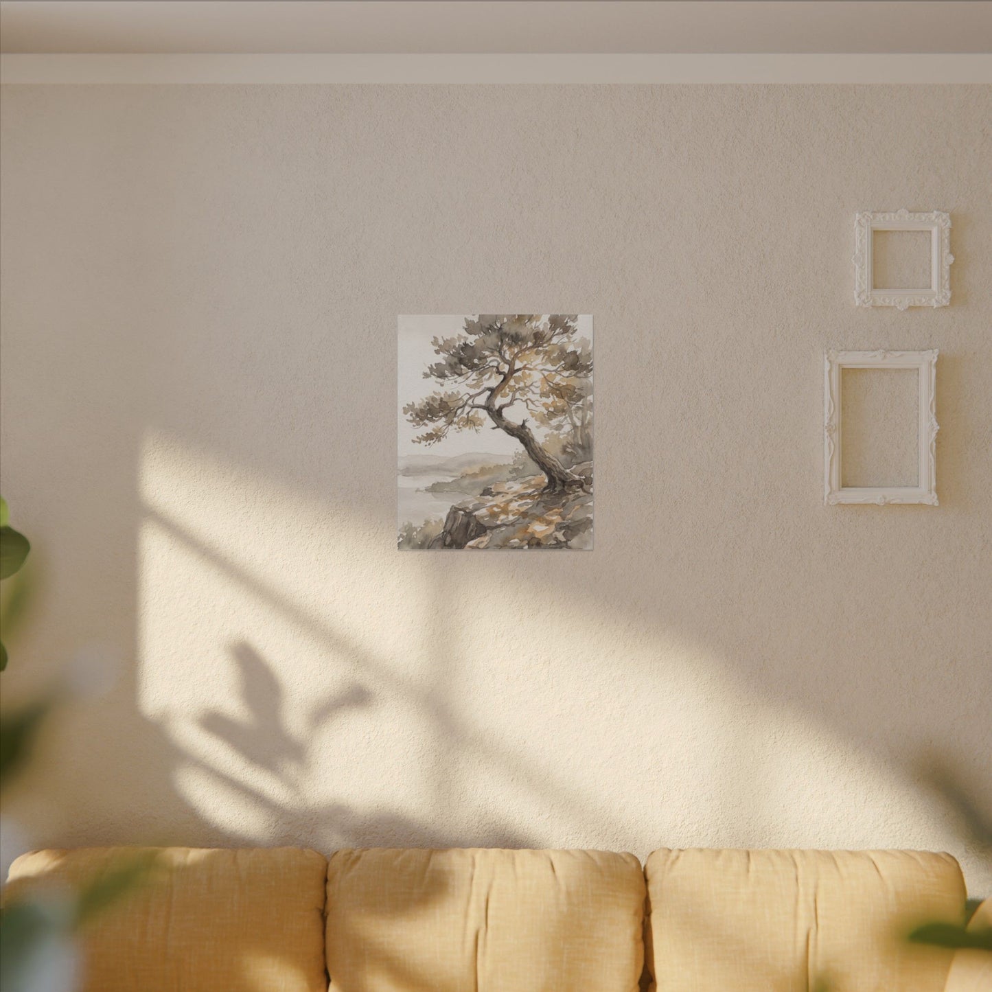 Pine Tree Watercolor Canvas Art | Elegant Japandi Art