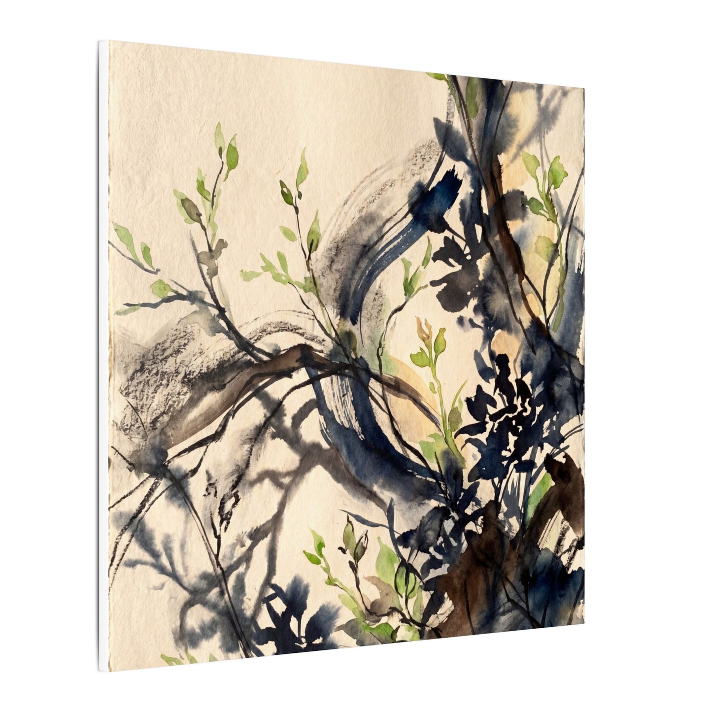 Ma Shadow Play Canvas Art - Dark Japandi Charcoal Ink