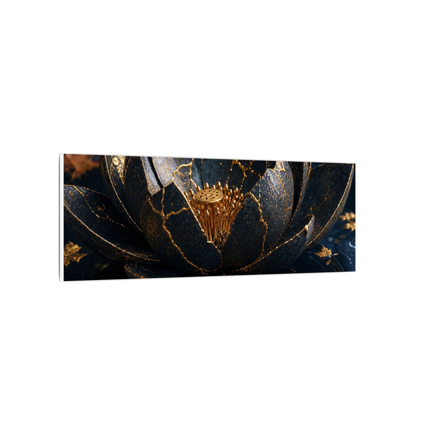 Moonlight Lotus Flower Canvas Art - Kintsugi Fukinsei
