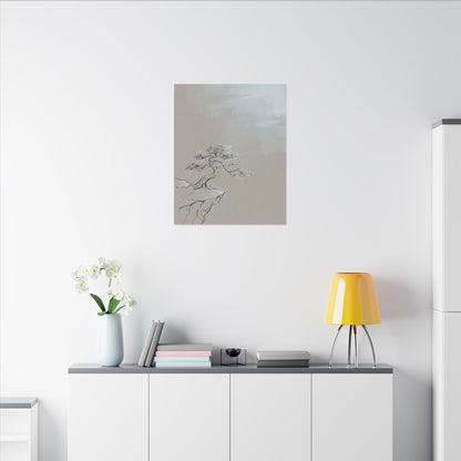 Pine Tree Minimal Line Canvas Art | Warm Japandi Art
