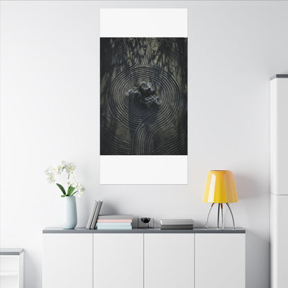 Moody Rock Garden Canvas Art - Dark Texture Dark Japandi
