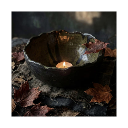 Autumn Ceramic Bowl Dark Texture Wall Art Print | Bold Decor
