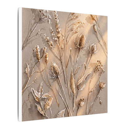 Japandi Dried Flowers in Golden Hour | Watercolor Canvas Art