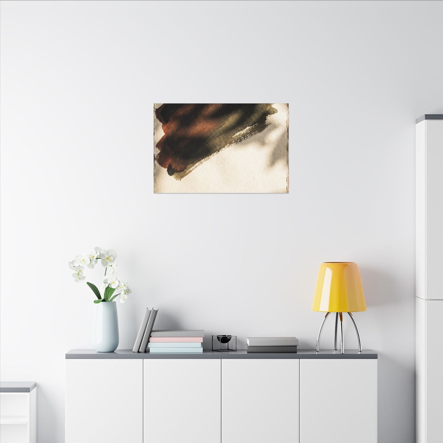 Ink Brushstroke Canvas Art | Summer Dark Japandi Moody Minimal Art
