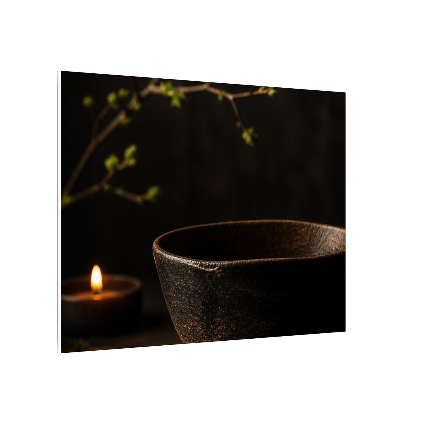 Moody Ceramic Bowl Canvas Art - Shadow Zen Dark Japandi