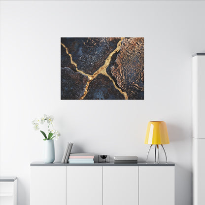 Winter Rust Patina Gold Vein Canvas Art | Resilient Decor