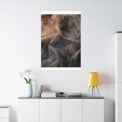 Japandi Silk Drape in Candlelight | Watercolor Canvas Art