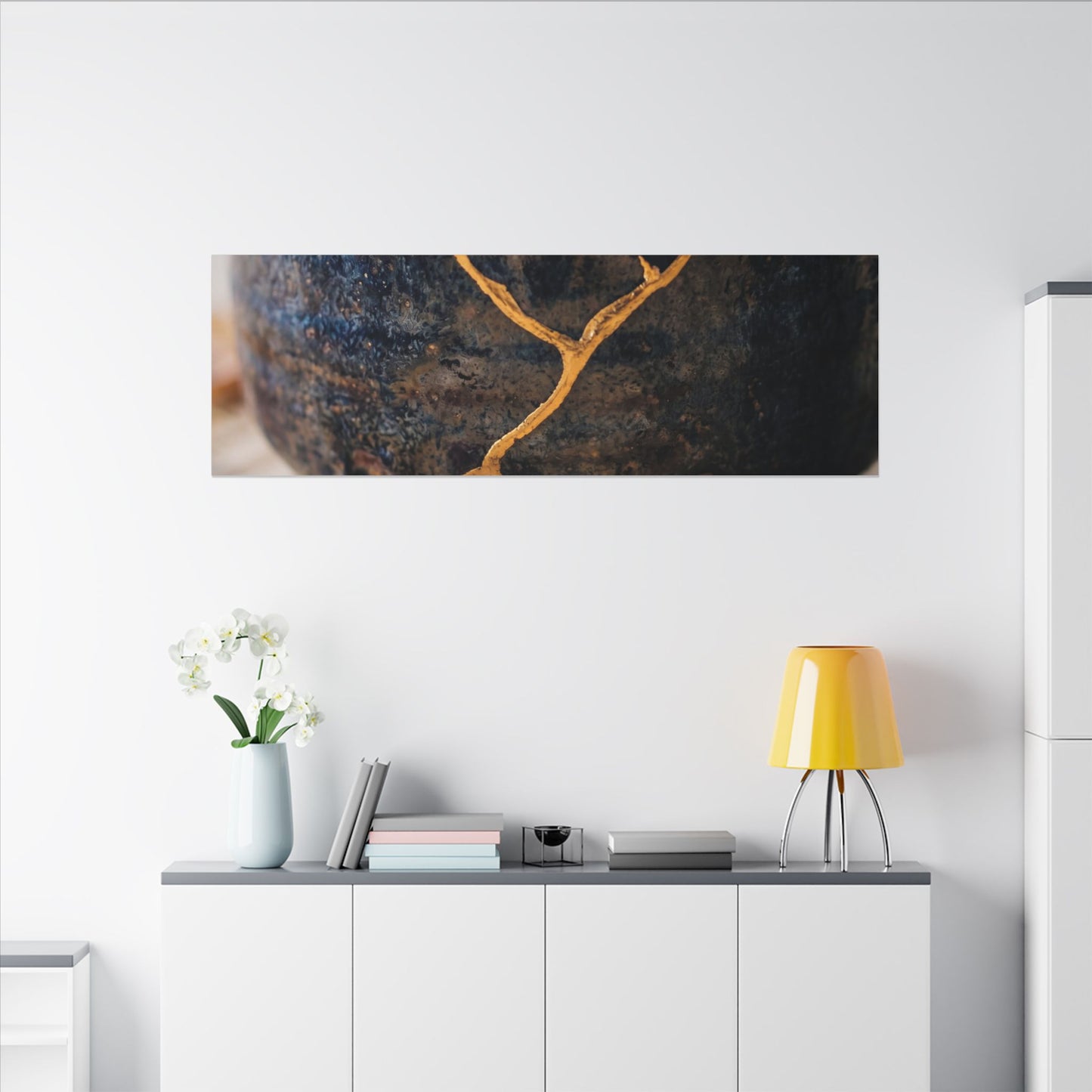 Tea Ceremony Autumn Canvas Art | Kintsugi Healing Design