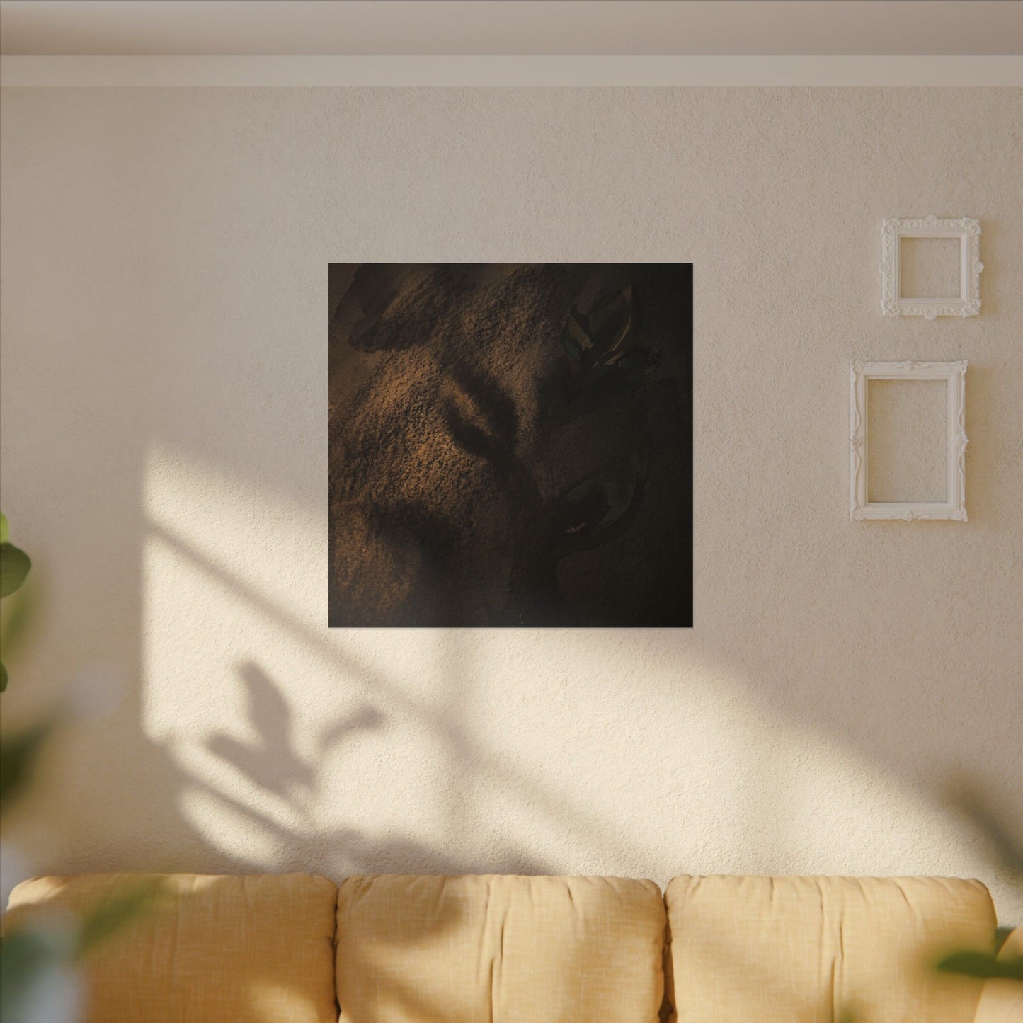 Candlelight Shadow Play Canvas Art - Dark Japandi Ma