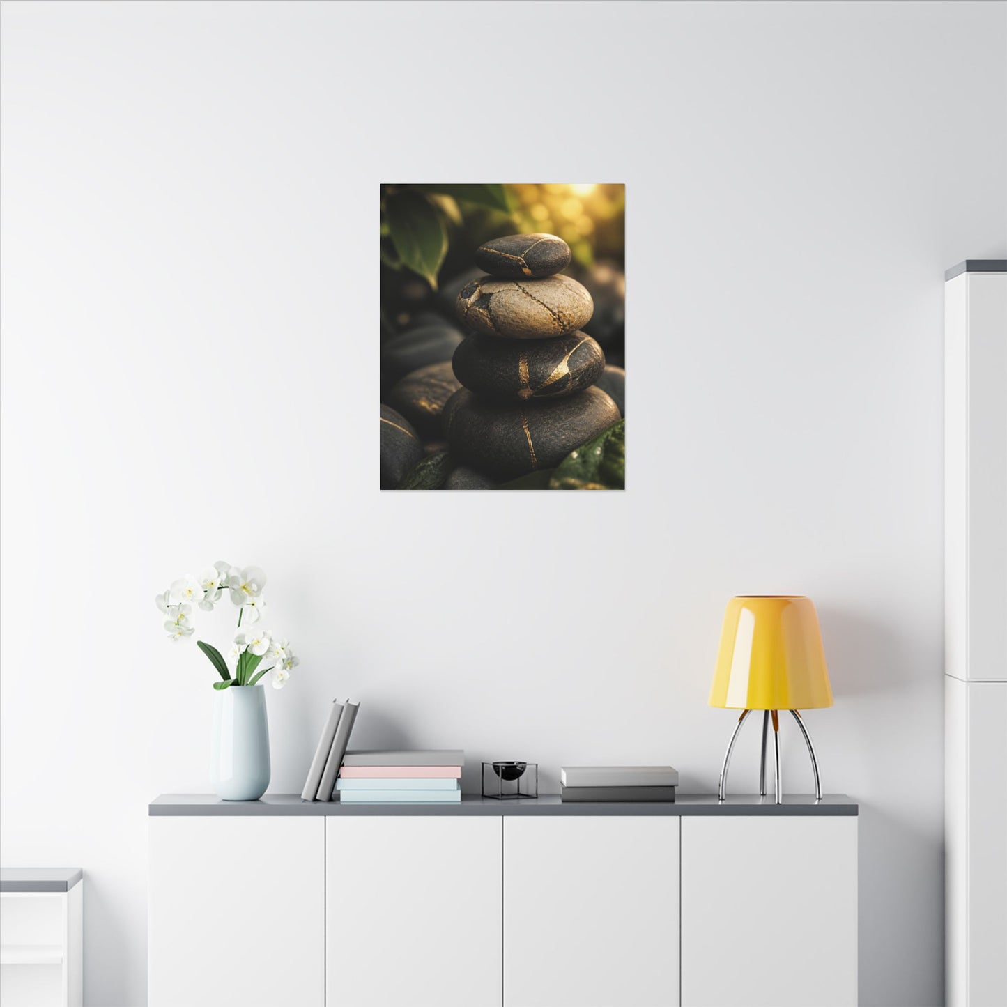 Summer River Stones Broken Beauty Canvas Art | Healing Decor