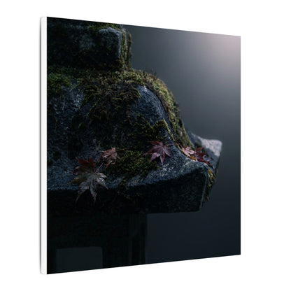 Stone Lantern Moody Minimal Canvas Art | Sophisticated Dark Japandi Art