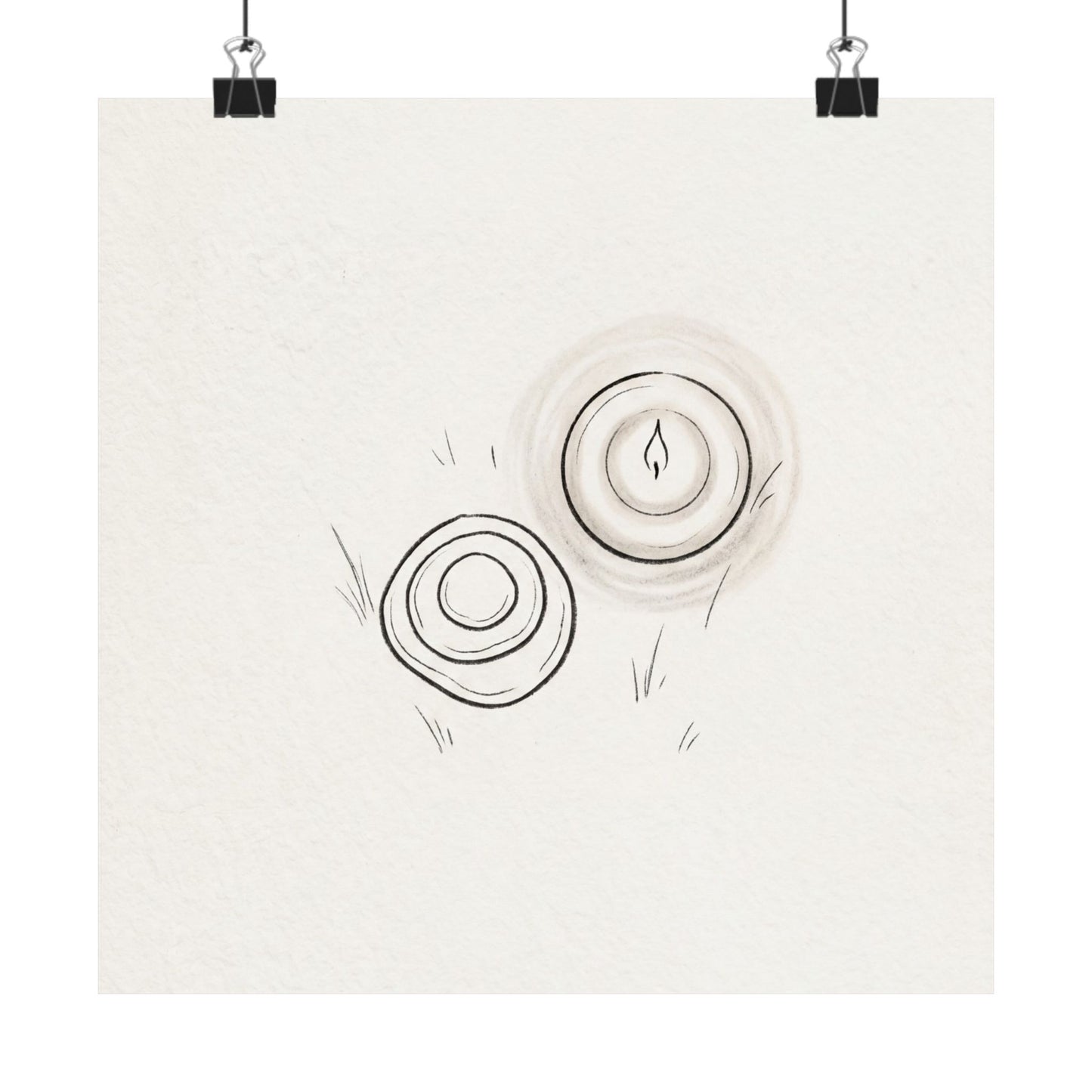River Stones Minimal Line Wall Art Print | Neutral Japandi Art