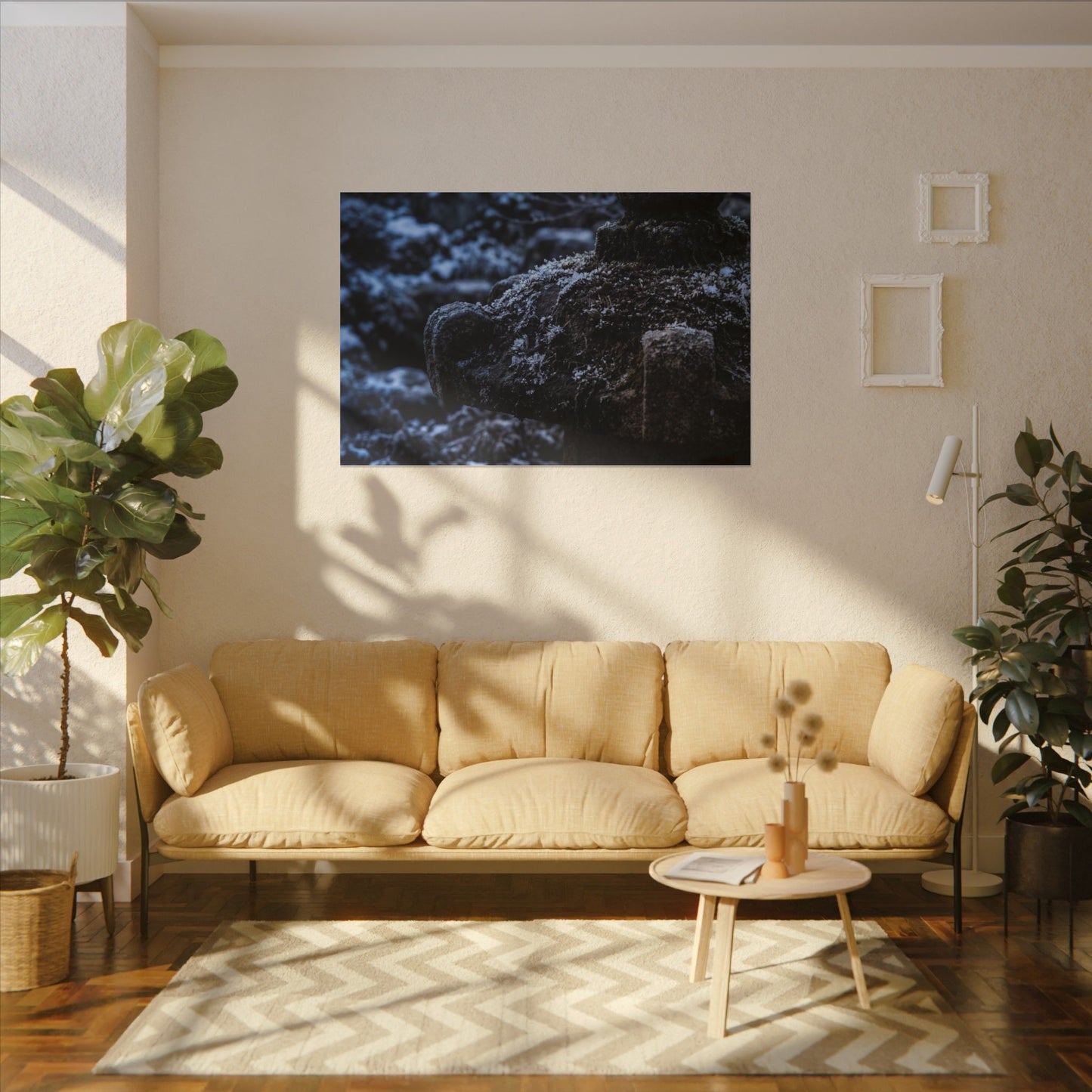 Moody Stone Lantern Canvas Art - Shadow Zen Dark Japandi