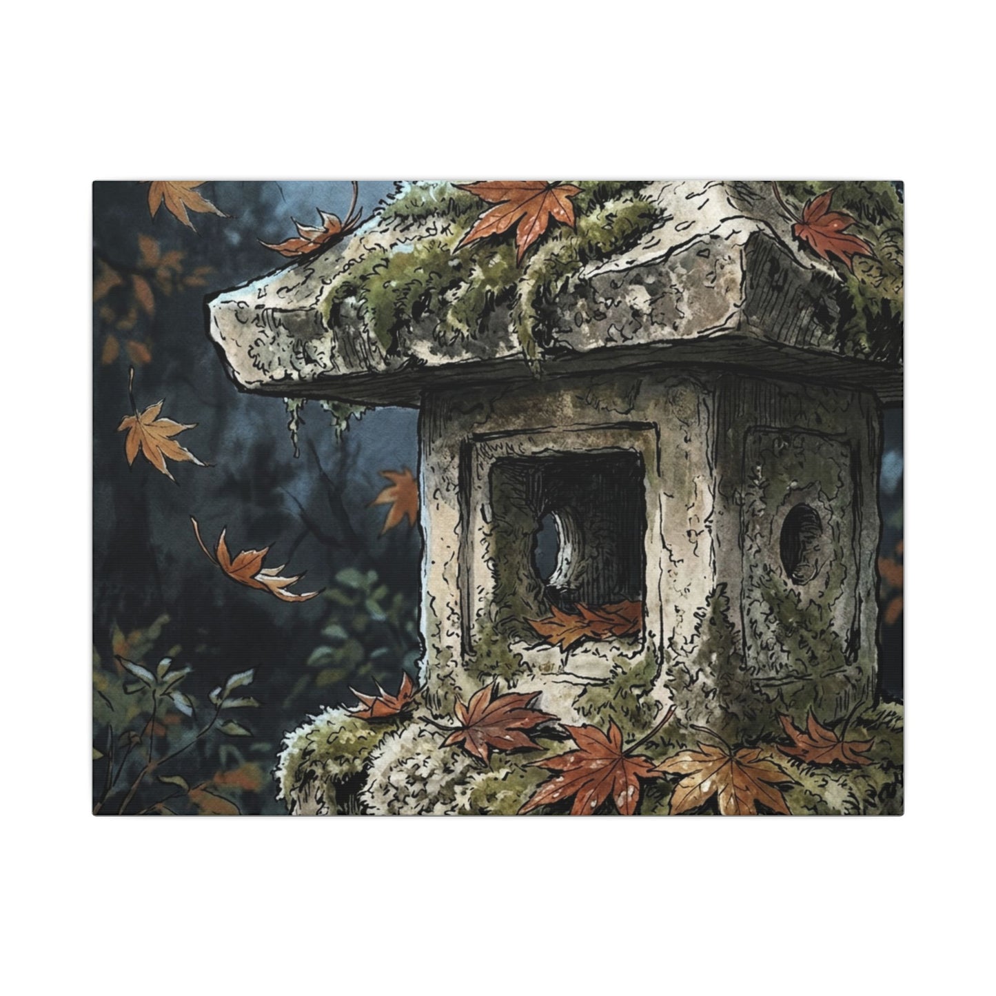 Shibui Stone Lantern Canvas Art - Japandi Minimal Line