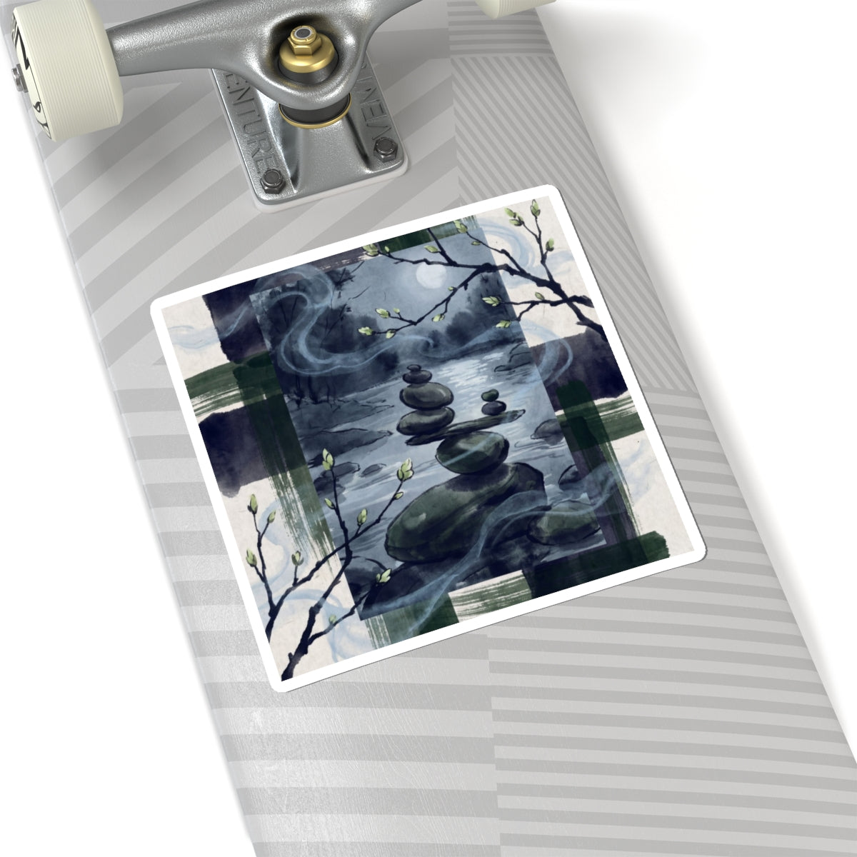 River Stones Spring Sticker | Zen Peaceful Design Art Print