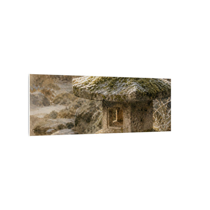 Winter Stone Lantern Watercolor Canvas Art | Earthy Decor