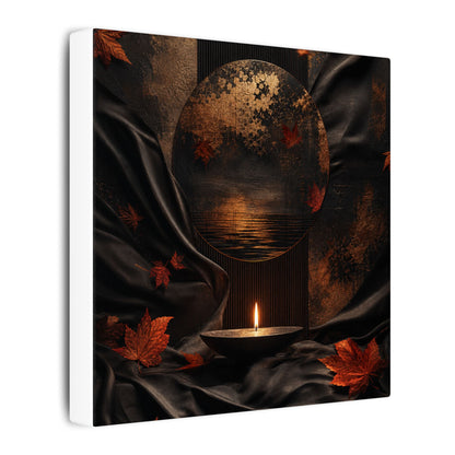 Silk Drape Autumn Canvas Art | Dark Japandi Moody Design