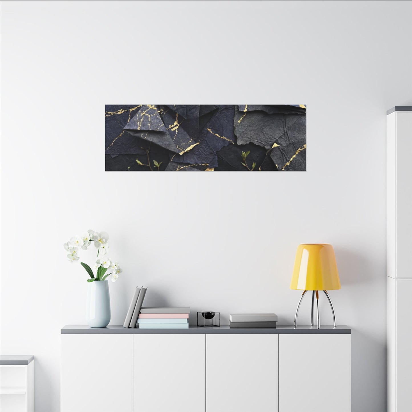 Beautiful Paper Fold Canvas Art - Crackle Gold Kintsugi