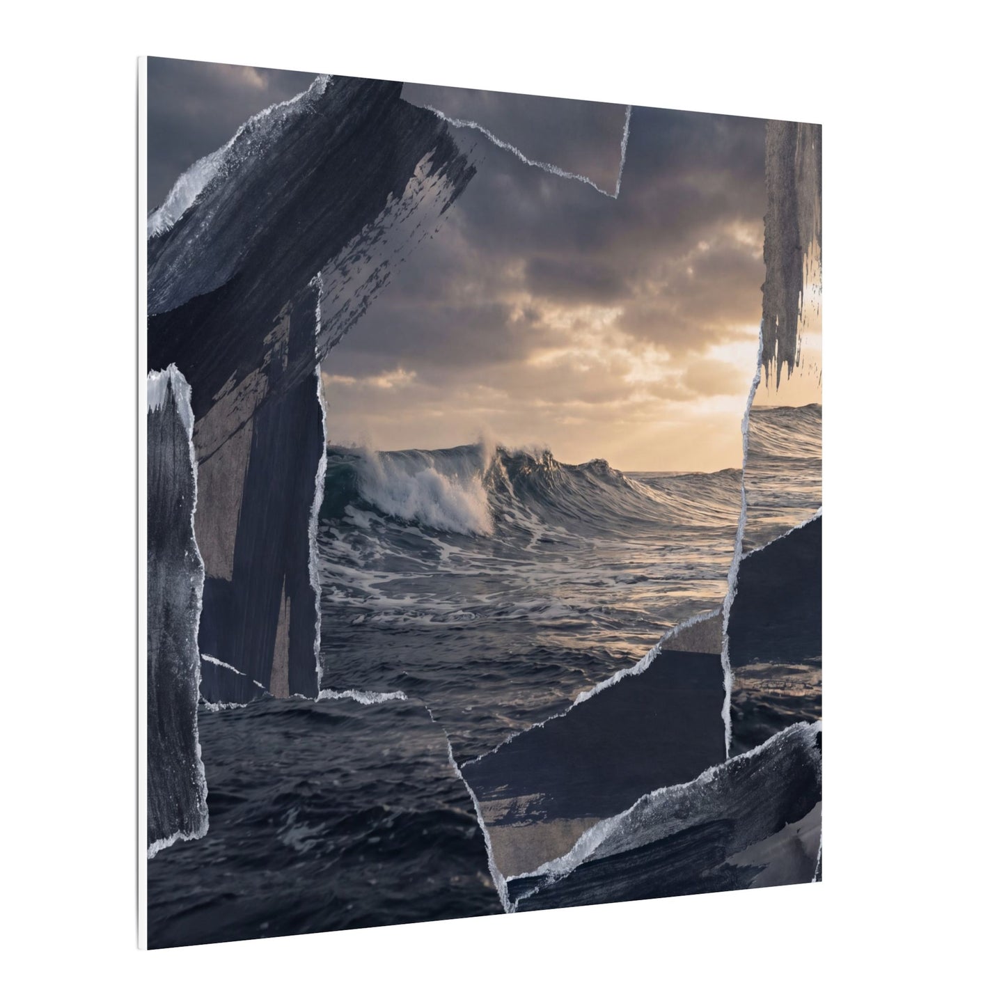 Fukinsei Ocean Wave Canvas Art - Dark Japandi Shadow Zen
