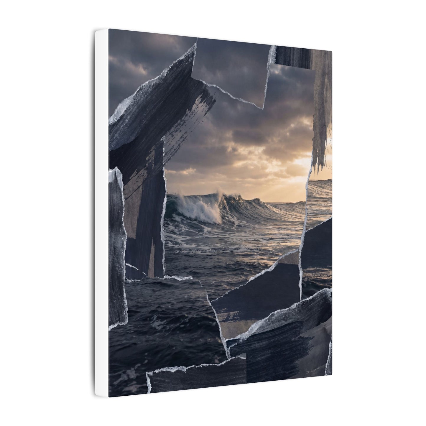 Fukinsei Ocean Wave Canvas Art - Dark Japandi Shadow Zen