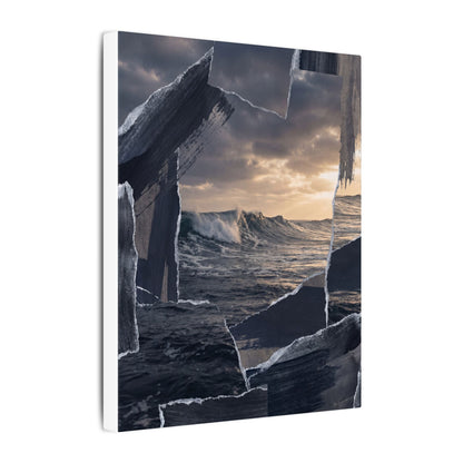 Fukinsei Ocean Wave Canvas Art - Dark Japandi Shadow Zen