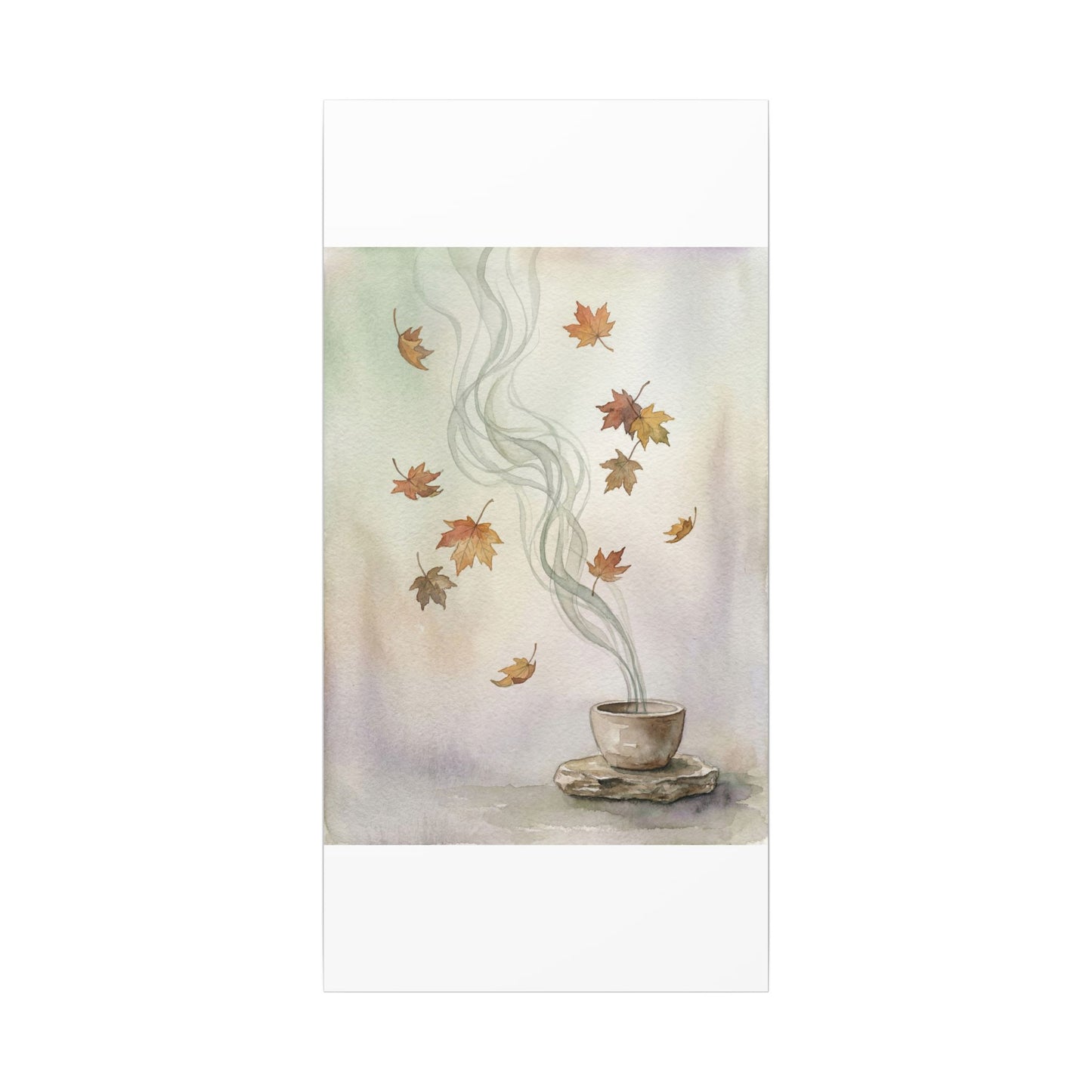 Incense Smoke Canvas Art | Autumn Japandi Watercolor Art