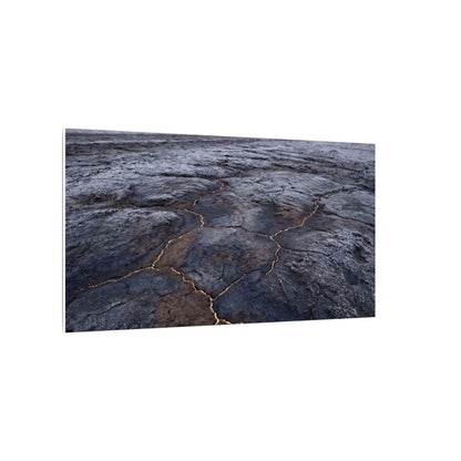 Dark Japandi Cracked Earth in Overcast | Dark Texture Canvas Art