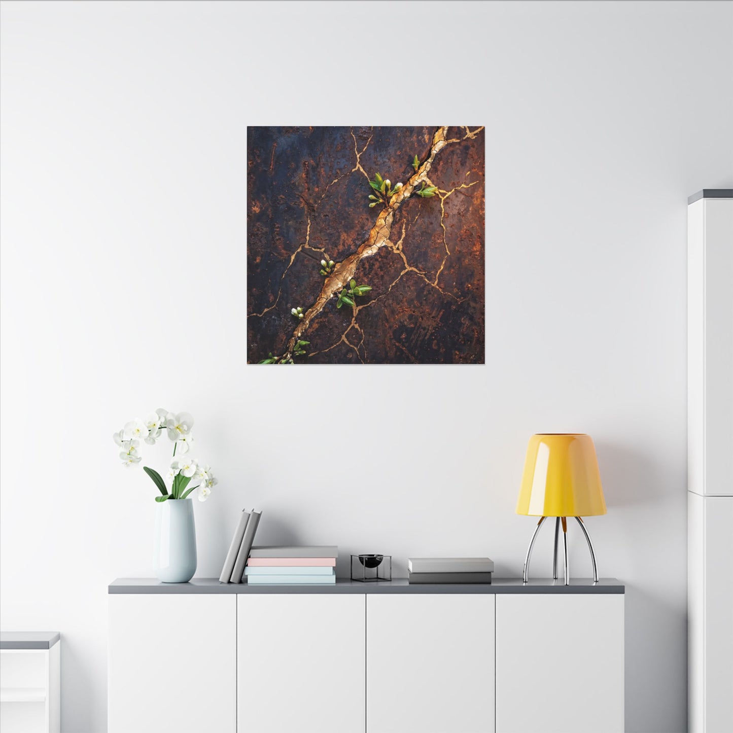 Rust Patina Spring Canvas Art | Kintsugi Resilient Design