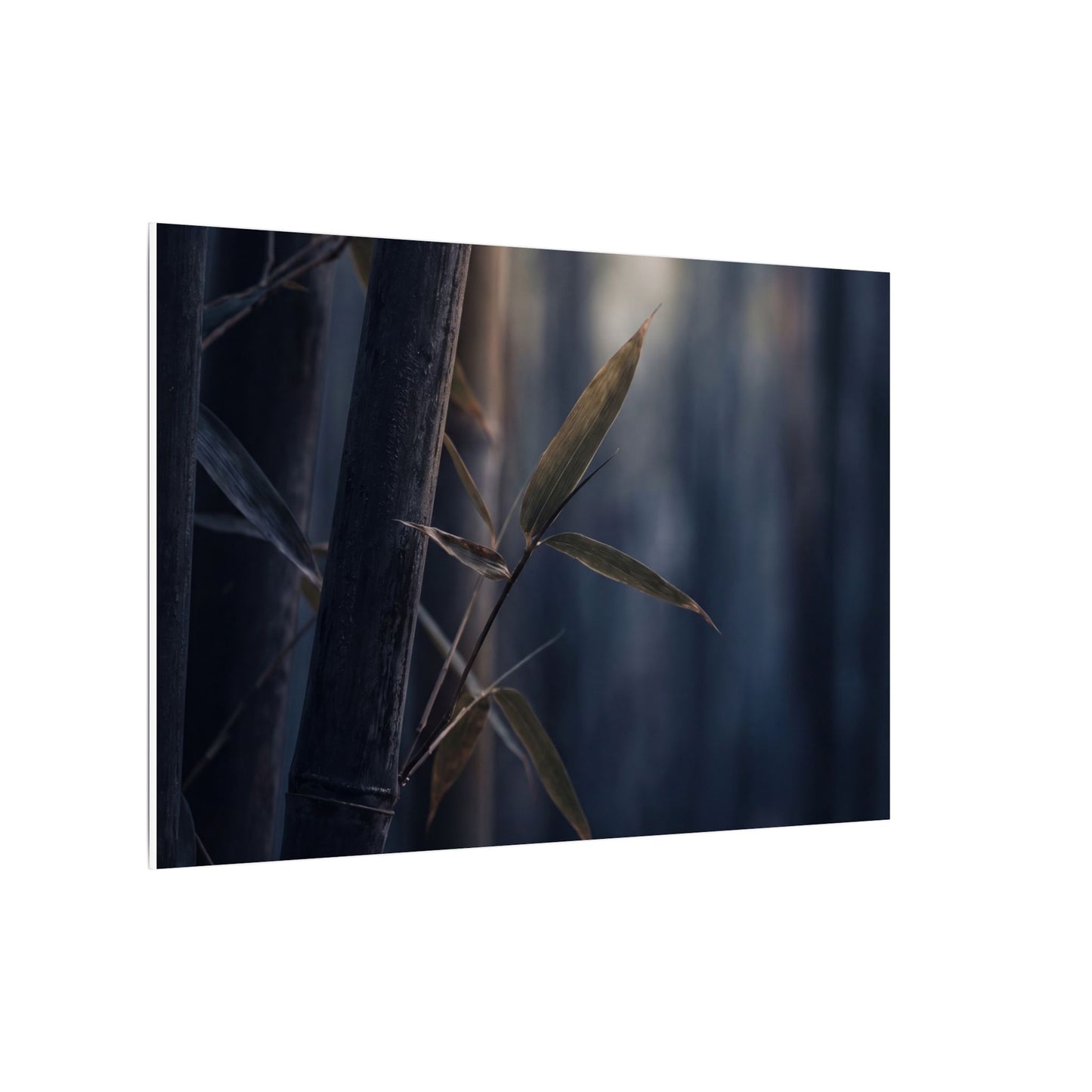 Dark Japandi Bamboo Grove in Dawn | Moody Minimal Canvas Art