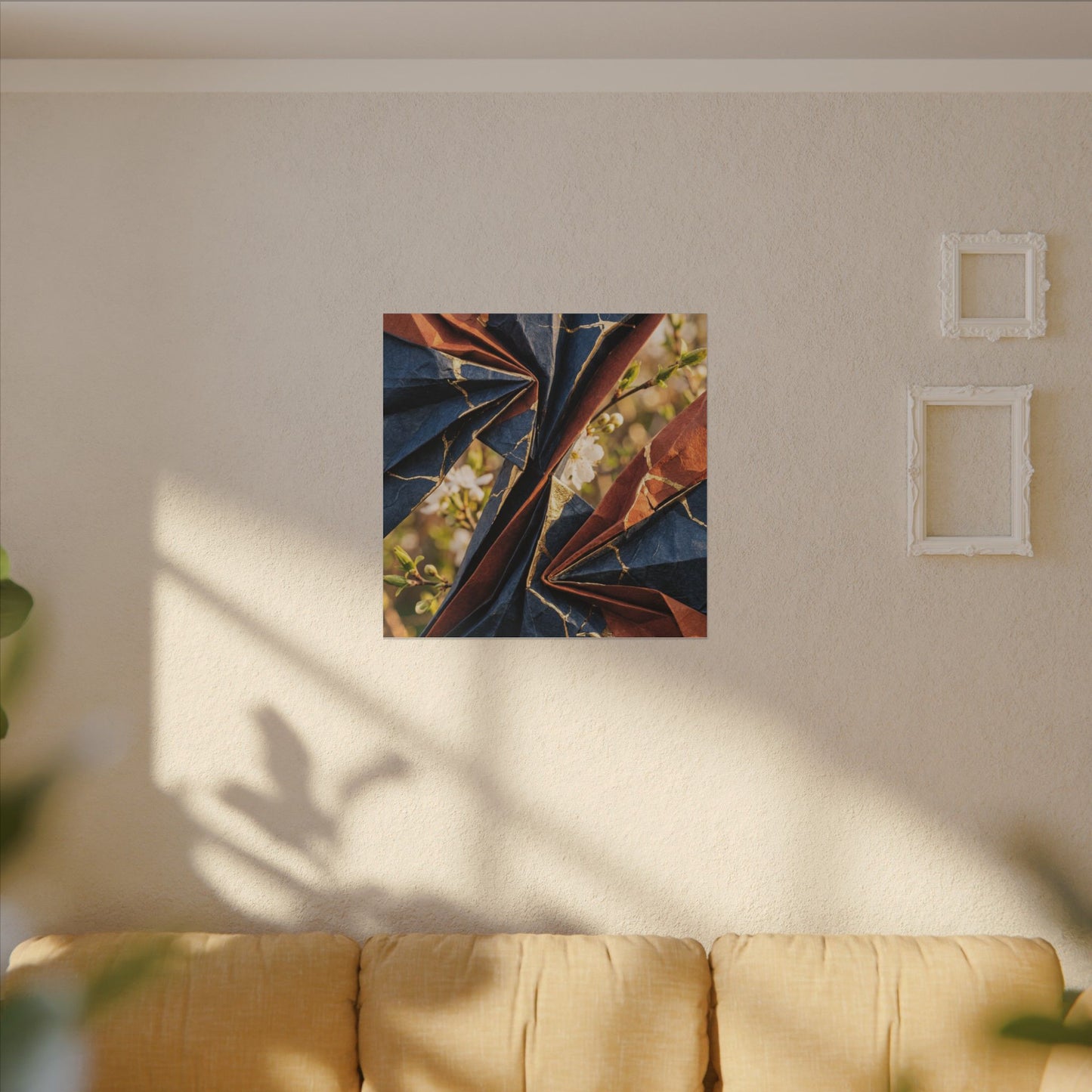 Kintsugi Paper Fold in Golden Hour | Crackle Gold Canvas Art