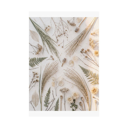Cozy Dried Flowers Wall Art Print - Japanese Pattern Japandi