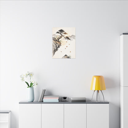 Peaceful Pine Tree Canvas Art - Sumi E Zen