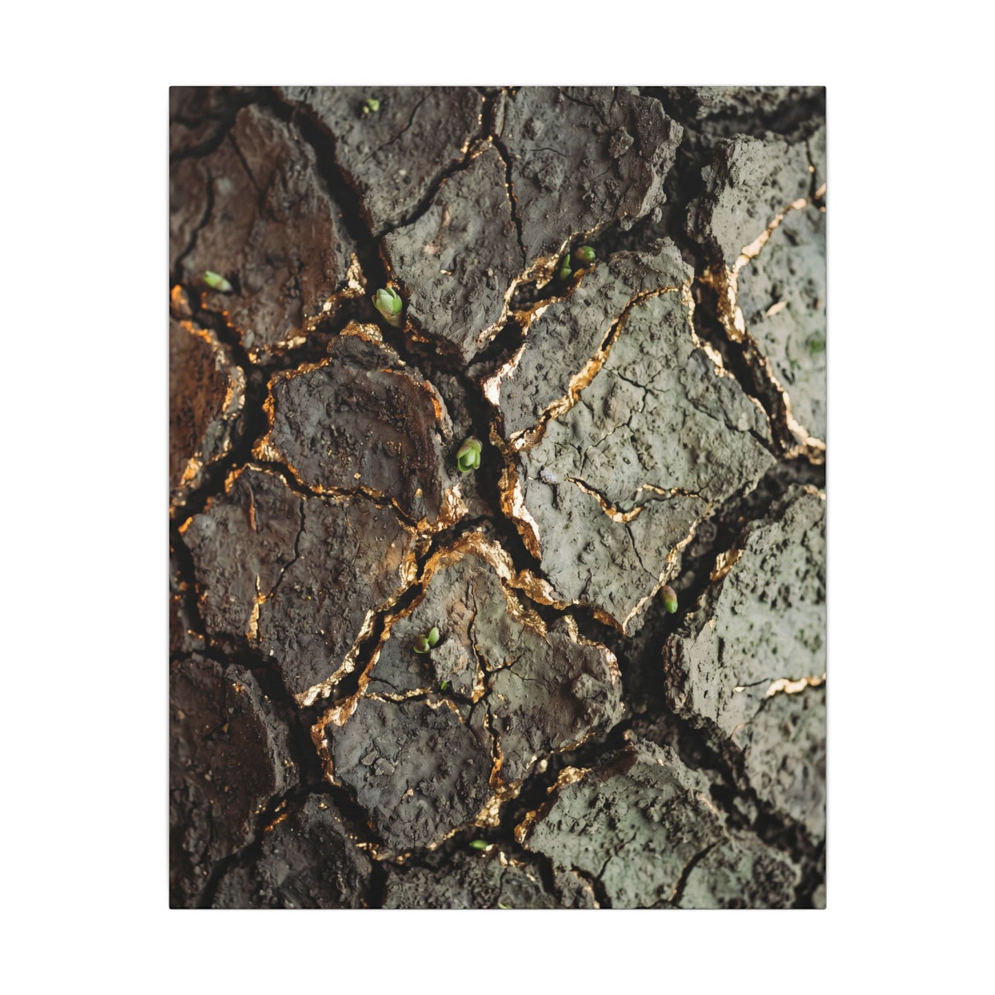 Earthy Cracked Earth Canvas Art - Japanese Pattern Japandi