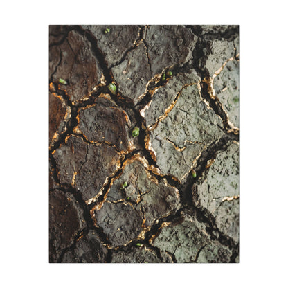 Earthy Cracked Earth Canvas Art - Japanese Pattern Japandi