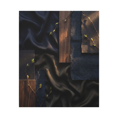 Silk Drape Spring Canvas Art | Dark Japandi Moody Design