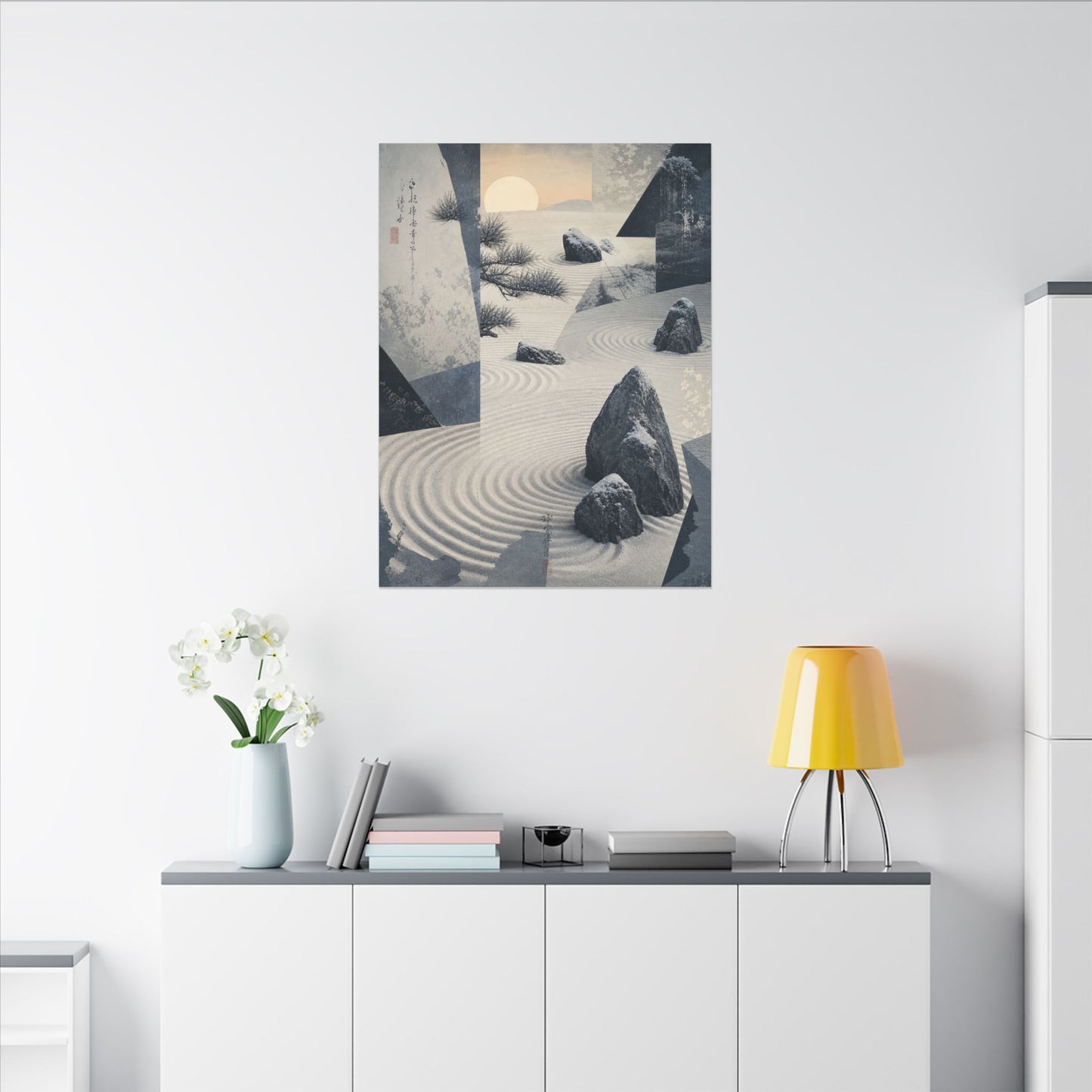 Seijaku Rock Garden Canvas Art - Zen Ukiyo E Inspired