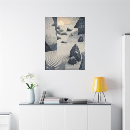 Seijaku Rock Garden Canvas Art - Zen Ukiyo E Inspired