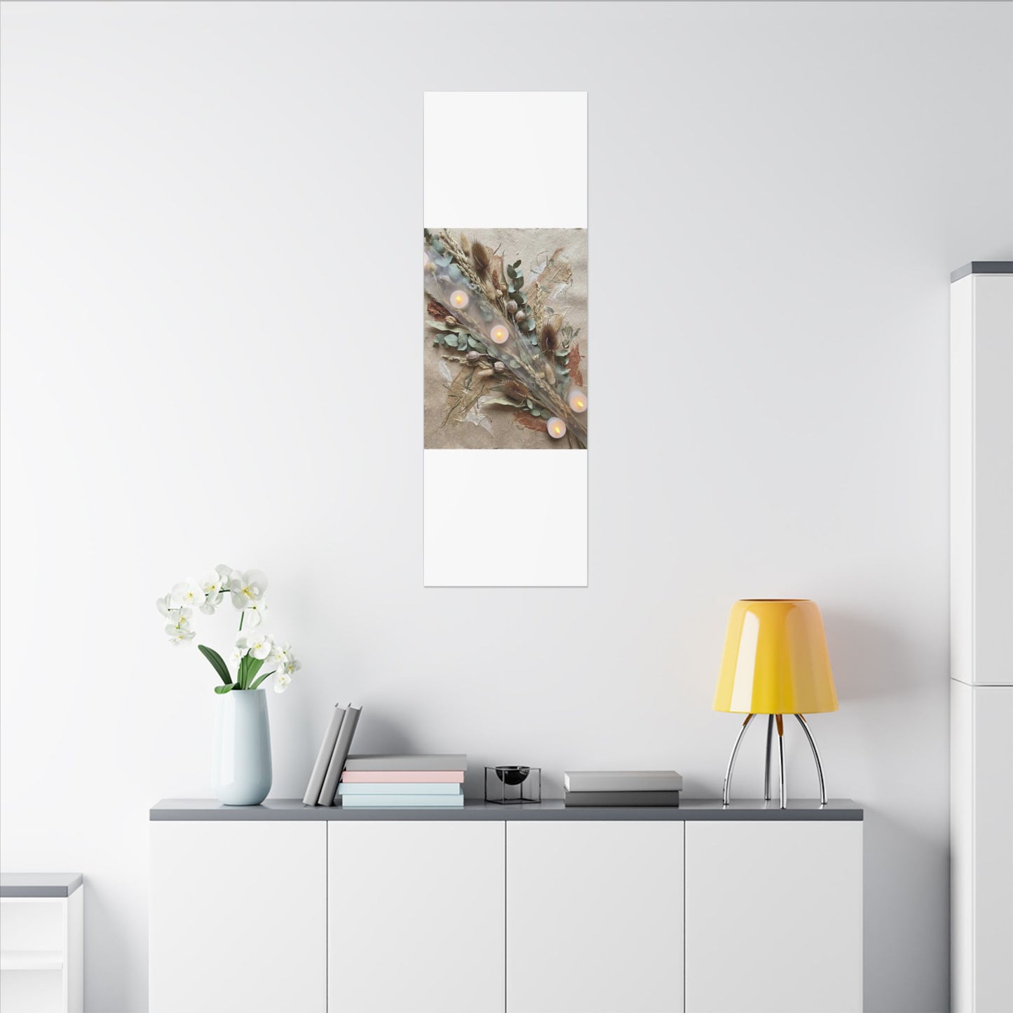 Candlelight Dried Flowers Canvas Art - Japandi Kanso