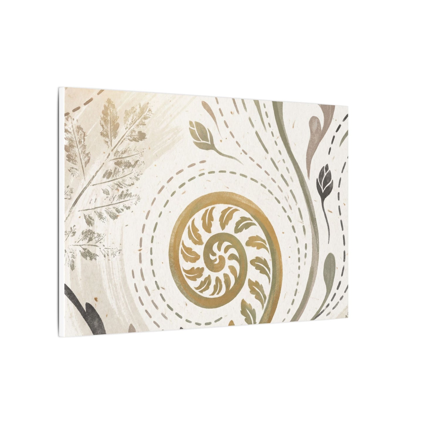 Japandi Fern Unfurling in Golden Hour | Japanese Pattern Canvas Art