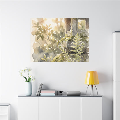 Earthy Stone Lantern Canvas Art - Watercolor Japandi