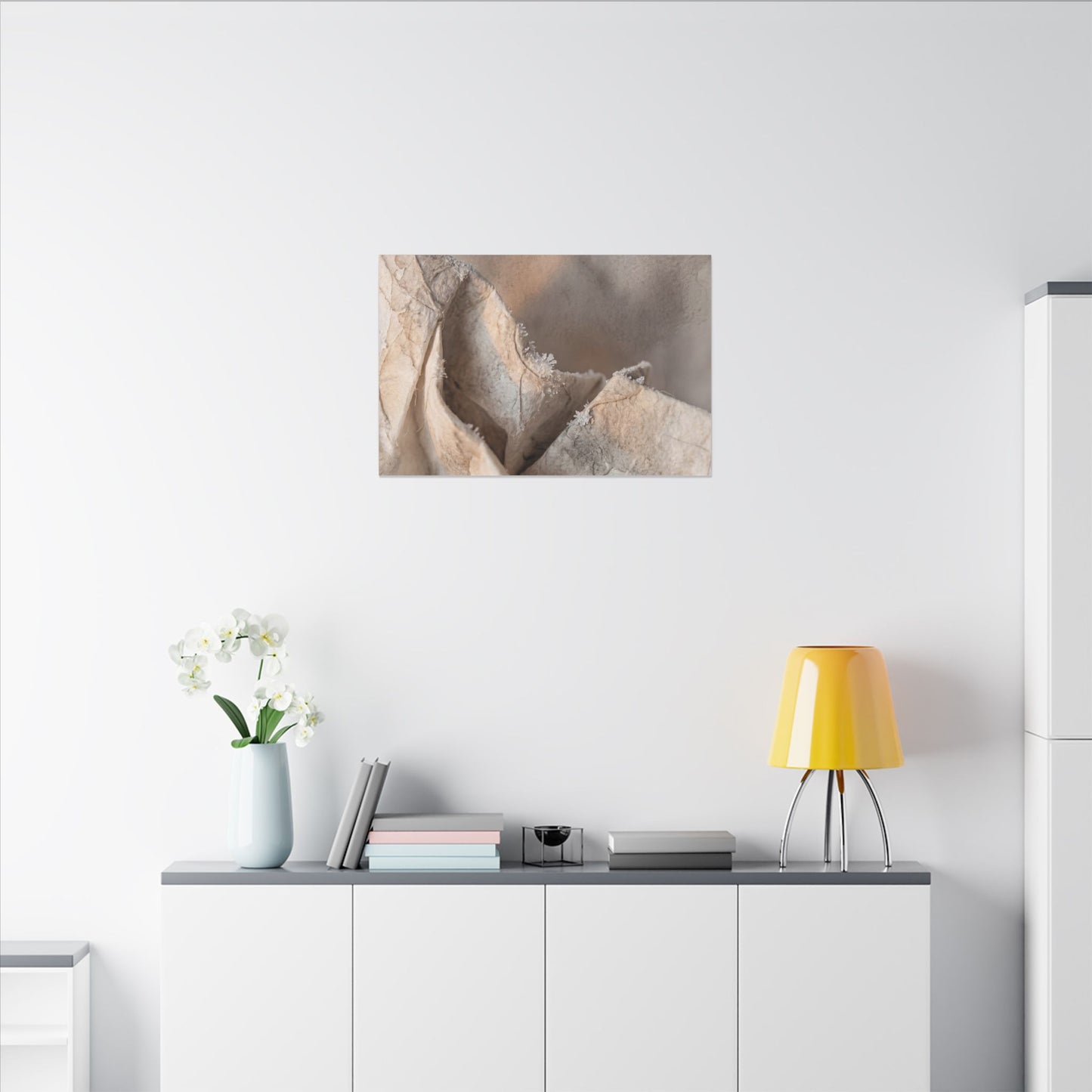 Japandi Paper Fold in Candlelight | Watercolor Canvas Art