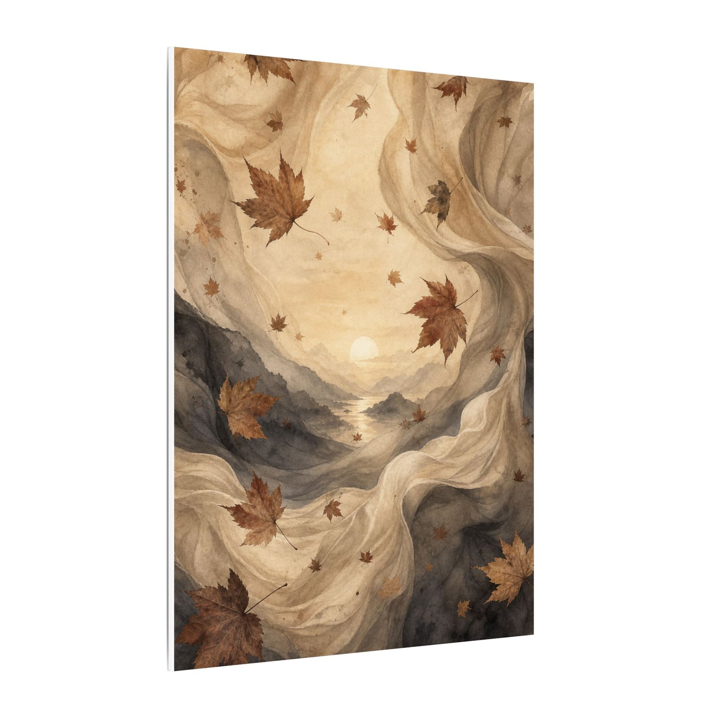 Autumn Silk Drape Watercolor Canvas Art | Earthy Decor