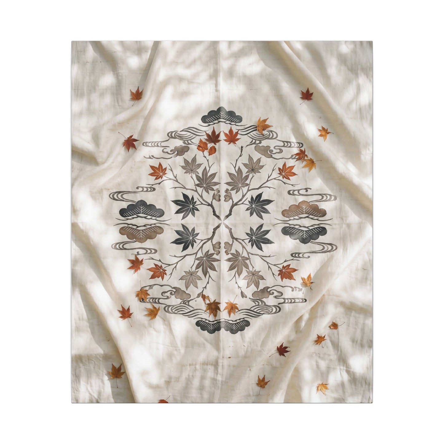 Elegant Silk Drape Canvas Art - Japanese Pattern Japandi
