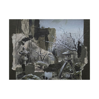 Winter Moonlit Garden Dark Texture Canvas Art | Moody Decor