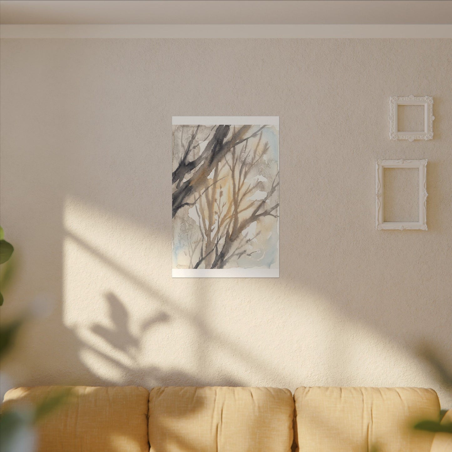 Ma Shadow Play Canvas Art - Japandi Watercolor